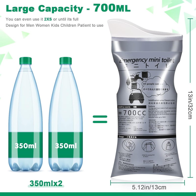 OUMEE 28/23/20/12/8 Pack Disposable Urine Bags, 700ML Travel Pee Bags Unisex Urinal Bag Vomit Bag for Travel Traffic Jam Emergency Portable Camping Urinal Bags for Men Women - Image 2